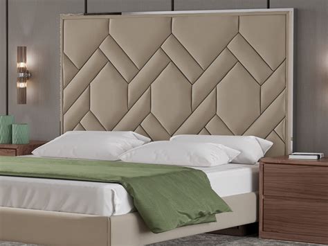 Complete Upholstered Bed With Polished Stainless Steel Details Mod