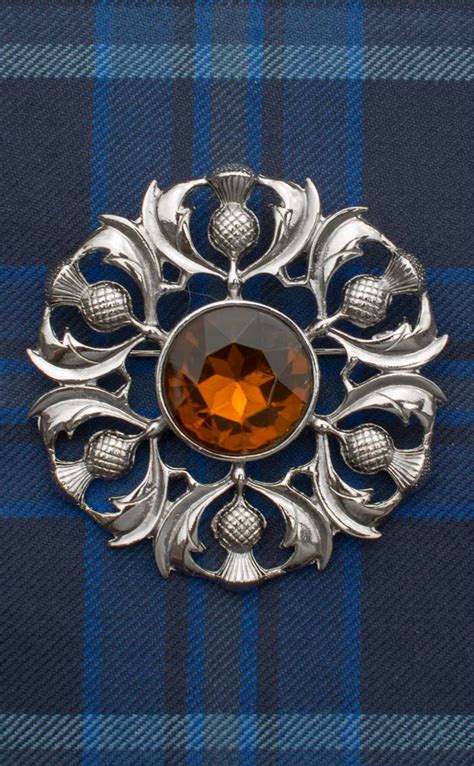 Scottish Thistle Jewelled Plaid Brooch Fly Plaids And Plaid Brooches