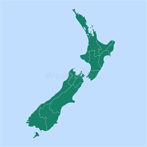 Map Of The New Zealand With Marked State Borders Stock Vector