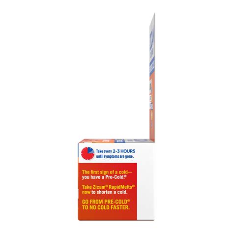 Zicam Ultra Cold Remedy Zinc Rapidmelts Orange Cream Flavor Homeopathic Cold Shortening