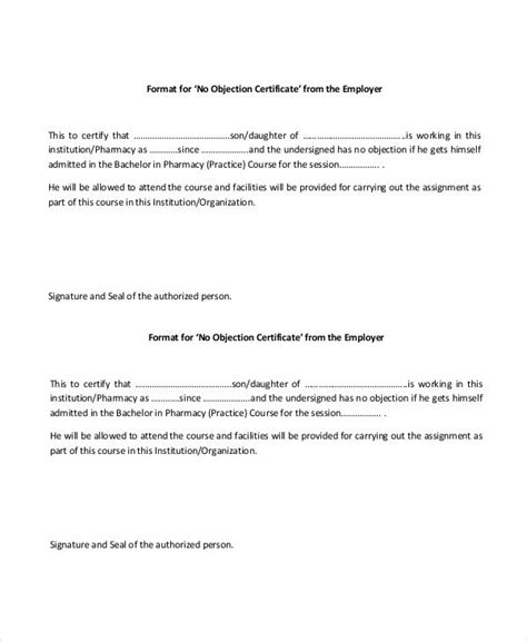 Objection Certificate Template Free Word Pdf Document Letter Letter