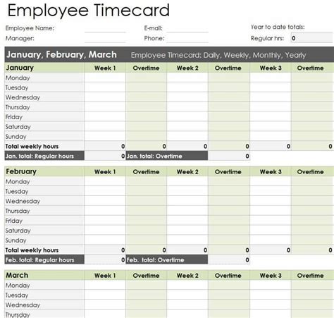 10 Easy To Use Timecard Templates Excel Word Excel Fomats
