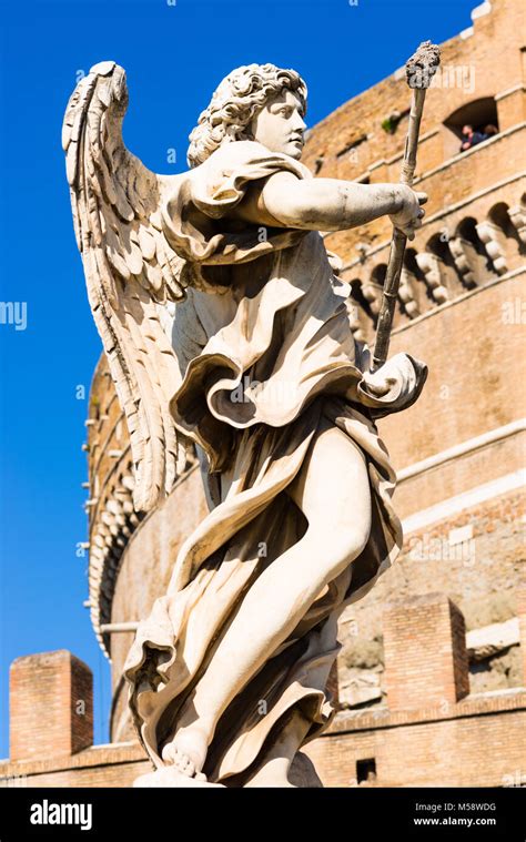 Berninis Baroque Angel Sculptures On Ponte Sant Angelo Bridge With