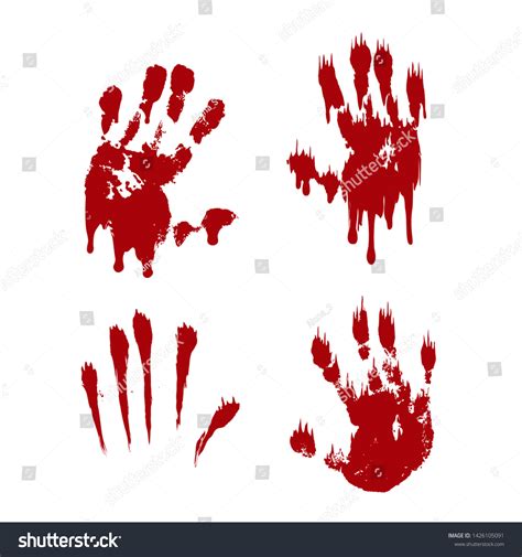 Bloody Hand Print Set Isolated White Stock Vector Royalty Free