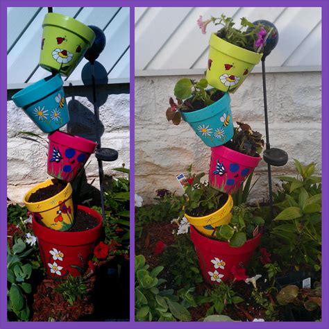 Tipsy Flower Pots Flower Pots Diy Projects Creative