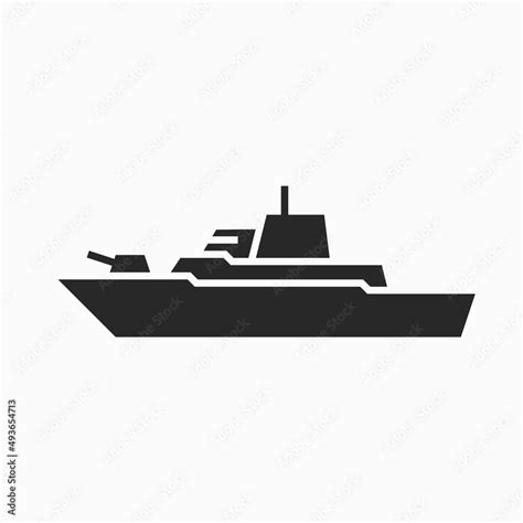 Destroyer Icon Navy Warship And Marine Symbol Isolated Vector Image