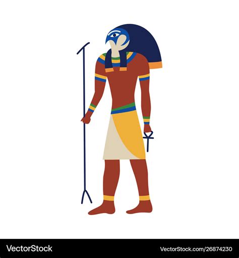Icon Ancient Egyptian God Horus Or Ra Royalty Free Vector