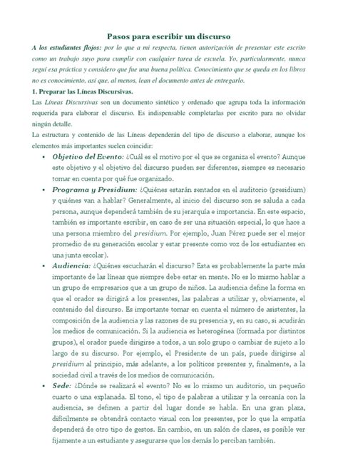 Pasos Para Escribir Un Discurso Palabra Comunicación