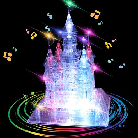 waycom 3d crystal castle puzzle unisex adult 3d jigsaw light up musical 105pcs