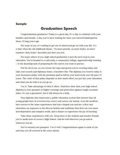 Graduation Speech Essay Examples Format Pdf Tips