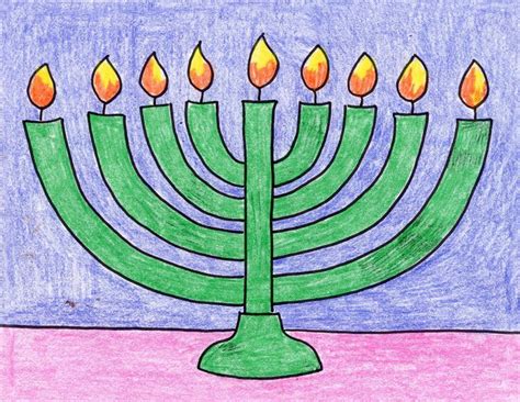 Easy How To Draw A Menorah Tutorial Video And Menorah Coloring Page