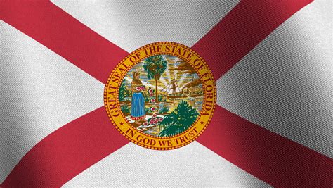 Seamless Loop Of The Florida State Flag With Highly Detailed Fabric