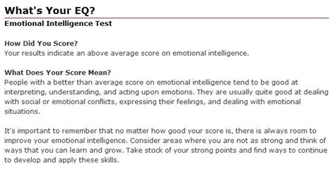 Emotional Quotienteq Test Result My Thoughts And I