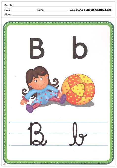 Alfabeto Ilustrado Letra B Escola Educação