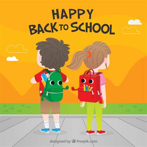 Free Vector Back To School Background With Kids From Behind