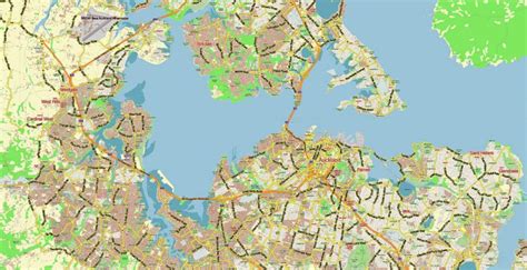 Auckland New Zealand Map Vector Exact Low Detailed City Plan Editable