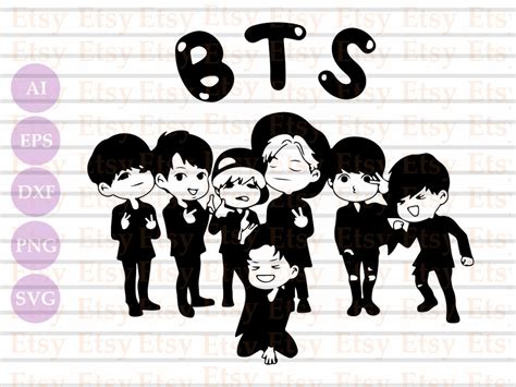 BTS Svg Adorable TinyTan BTS Members Under The Logo Svg Svg Etsy