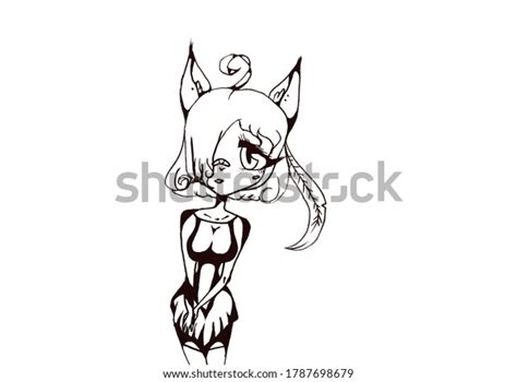 Cute Cat Girl Sad Look Stock Illustration 1787698679 Shutterstock