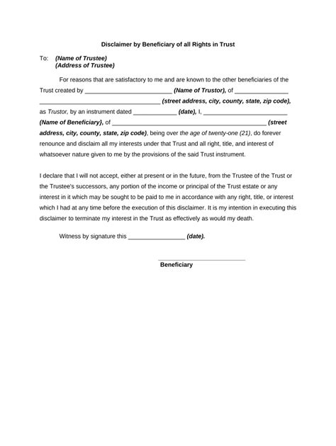 Beneficiary Disclaimer Form Fill Out And Sign Printable Pdf Template