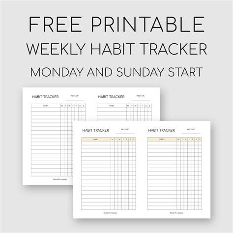 Printable Weekly Habit Tracker Printable Habit Tracker