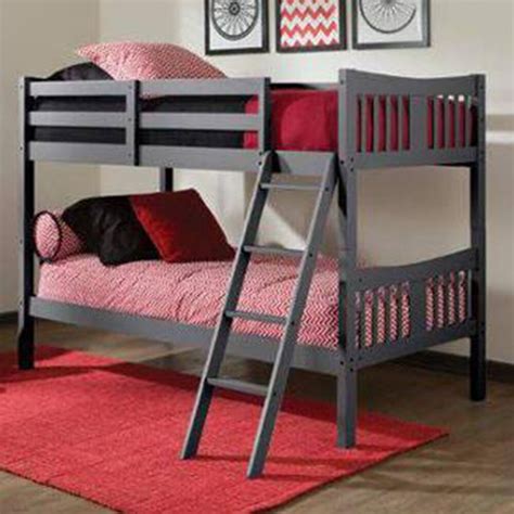 Under bed drawers, trundle bed and mattresses sold separately. Bunk Beds Twin Gray Wood Kids Bedroom Furniture Ladder Boy ...