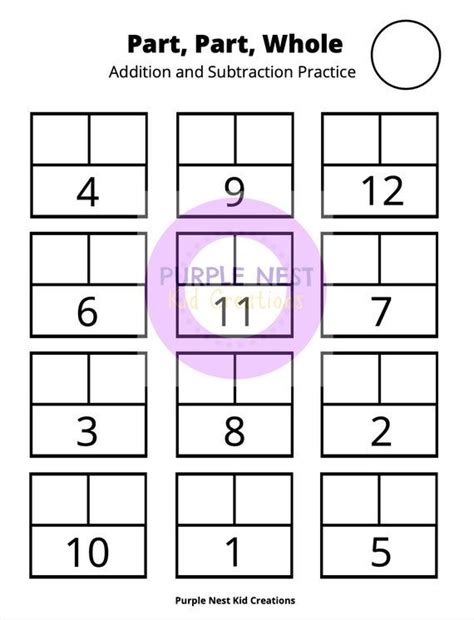 Part Part Whole Math Worksheet Digital Download Numbers Addition