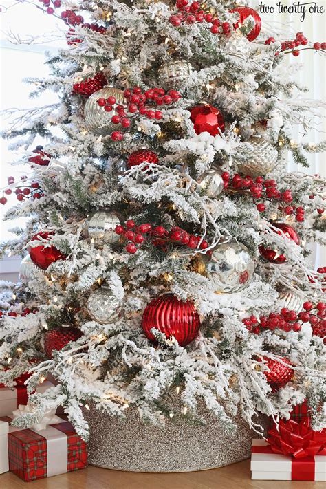 Red And Silver Christmas Tree Elegant Christmas Trees Silver