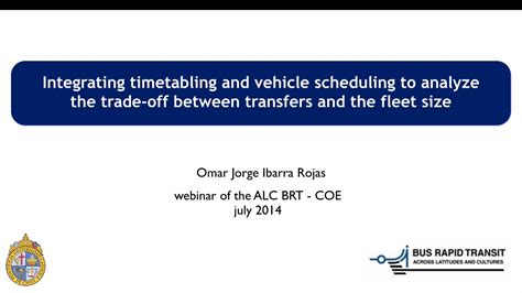 Pdf Webinar Integrating Timetabling And Vehicle Scheduling To