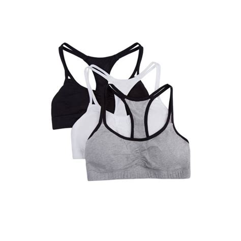 Fruit Of The Loom Girls Pull Over Cotton Racerback Sports Bra 3 Pack