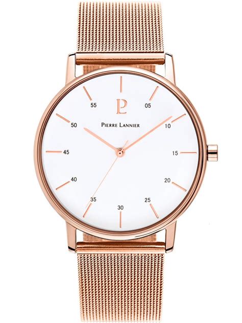 Modèles pour hommes et femmes ? Montre femme Pierre Lannier acier doré rose milanais fond ...