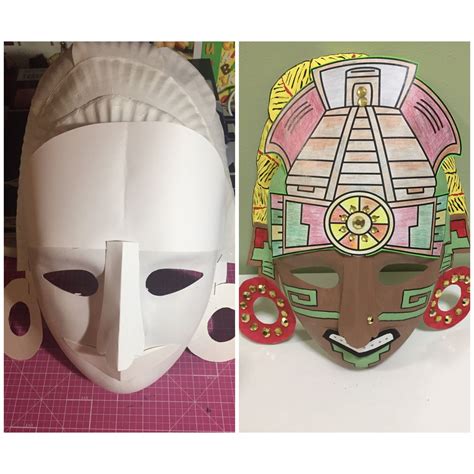 Mayan Mask Made Of Paper Plates And Cardboard Mayan Mask Aztec Mask