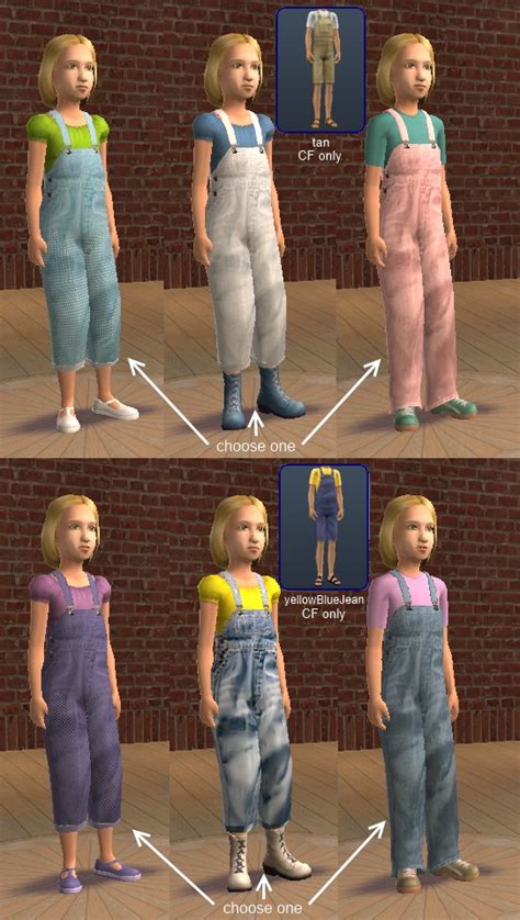 Mod The Sims Bg Child Overalls Replaced Wrecolors Of Rosebines