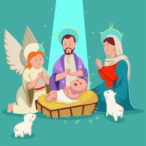 Nacimiento Bebe Jesus Christmas Belén Vector Ilustración De Dibujos