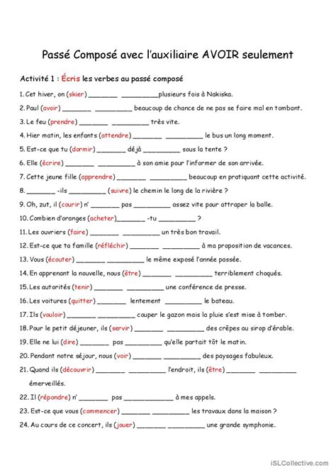 Pass Compos Avec Avoir Et Tre Fran Ais Fle Fiches Pedagogiques Hot