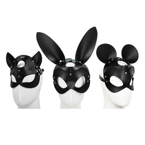 erotic women sexy mask half face bunny fox cosplay leather sex mask halloween party mask