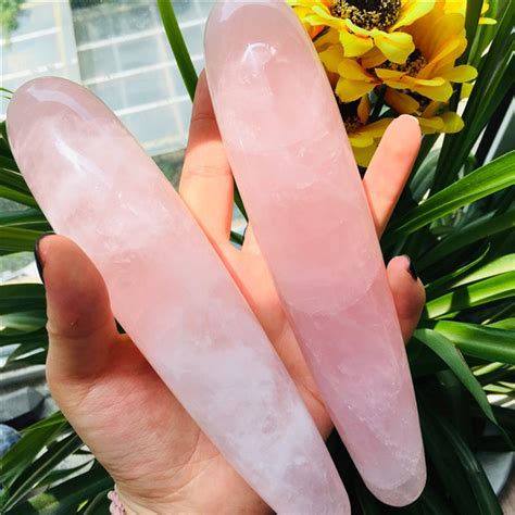 Natural Rose Quartz Crystal Dildo Yoni Healing Crystal Massage Wands For Women Wish