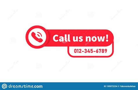Call Us Now Button Call Sign Phone Number Vector On Isolated White