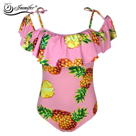 Jaonifer One Piece Swimwear Women 2018 Cute Pineapple Printed Bandage