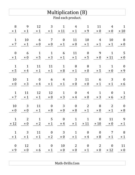 1s Multiplication Worksheets Free Printable