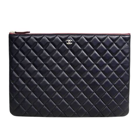 Chanel Black Quilted Lambskin Envelope Clutch No 20 Ipad Case For Sale
