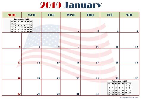 January 2019 Calendar Usa Bank Holidays January2019