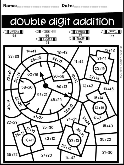 math theme color by code two digit addition and subtraction no