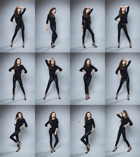 The Woman Is Posing In All Black For Her Photoshoots And Looks Like She