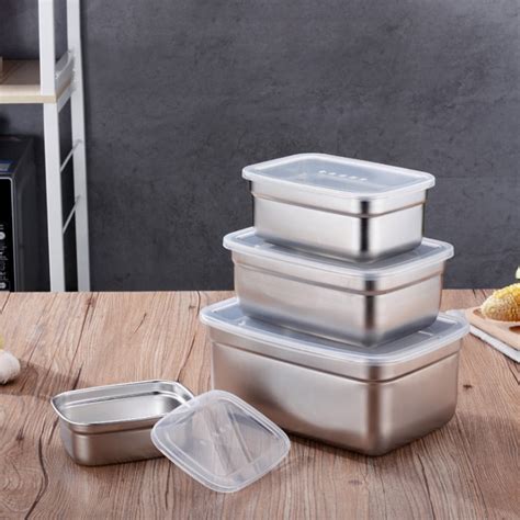 ylshrf 4pcs stainless steel food containers with leakproof lids rectangle food storage box