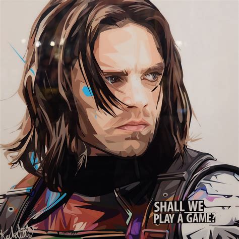 Provides owner's profile, menu, and locations. Bucky Barnes Poster "Shall we play a game." - Infamous ...