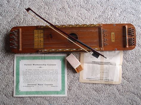 Antique Ukelin Musical Wood Stringed Instrument With Bow