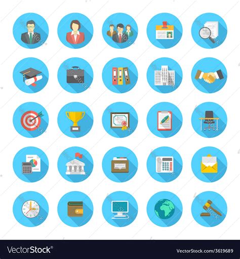 Round Flat Resume Icons Royalty Free Vector Image