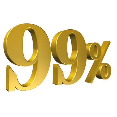 99 Percent Gold Number Ninety Nine 3d Rendering 8506515 Png