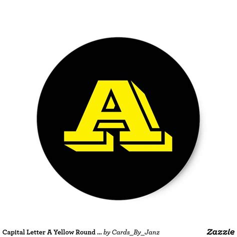 Alphabet By Janz Capital Letter A Yellow Classic Round Sticker Zazzle