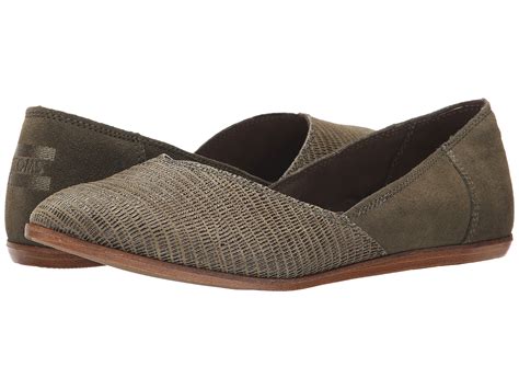 Toms Jutti Flat Tarmac Olive Suede Emboss Free Shipping